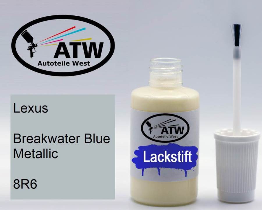 Lexus, Breakwater Blue Metallic, 8R6: 20ml Lackstift, von ATW Autoteile West.